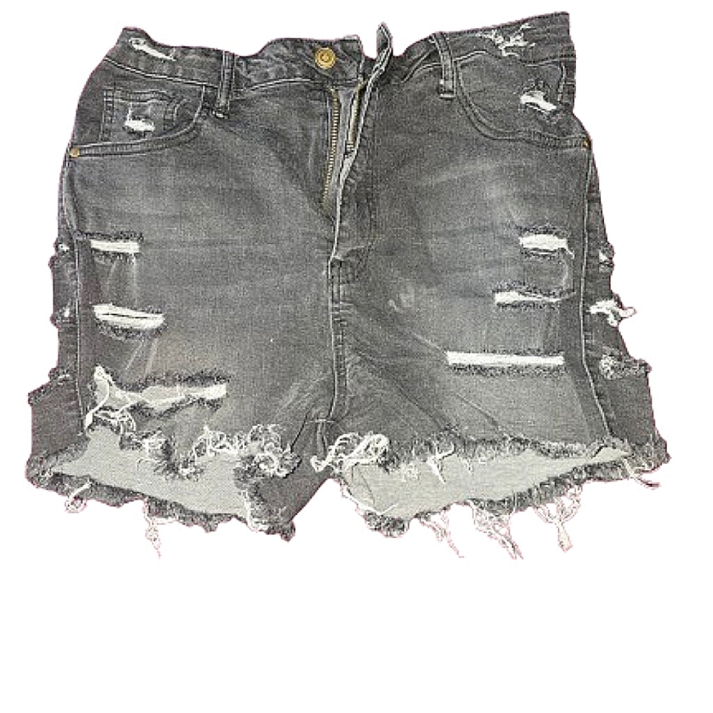 Fashion nova size 33, grey distressed, denim shorts